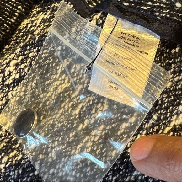 TALBOTS W Sz 4 Navy and White Tweed Braided Trim Jacket Chanel Style lady jacket - Picture 2 of 9